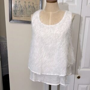 Umgee White Fuzzy Layered Tank Top